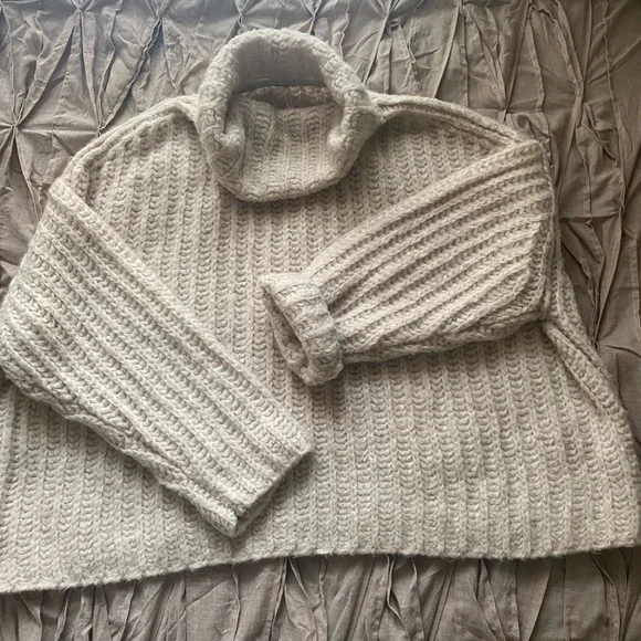 Free people cowl neck chunky sweater - Picture 2 of 7